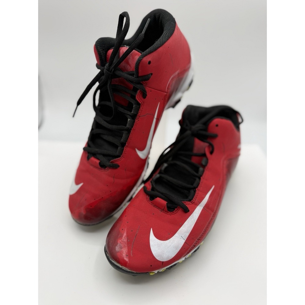 Nike Alpha Shark 2 Three Quarter Mens Size 11.5 Red White Black Football Cleats